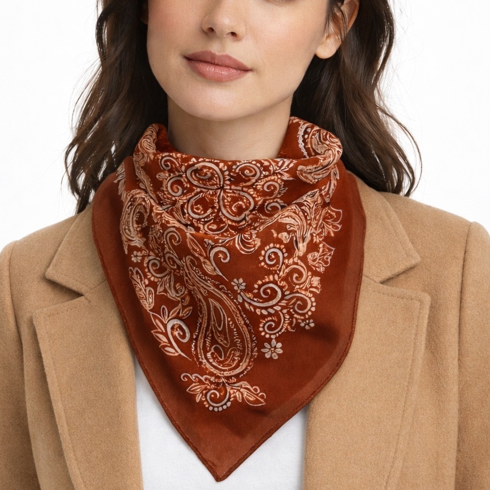 Rust Bandana Pattern Scarf - Picture 4 of 5